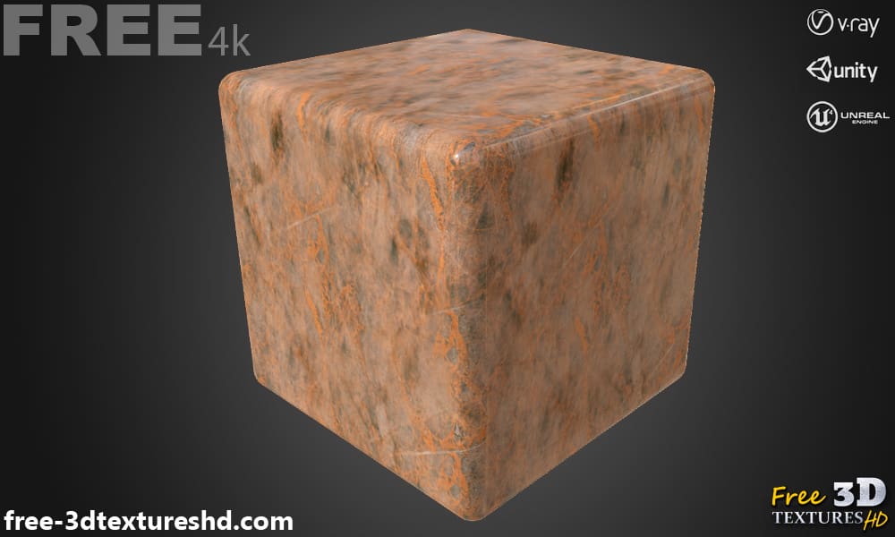 Texture PBR marbre brun 3D Téléchargement gratuit Haute résolution Unity Unreal Vray 4K