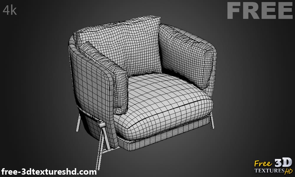 Fauteuil Cardle Arflex modèle 3D, téléchargement gratuit, avec aperçu du rendu et polycount
