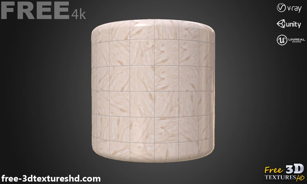 Carreaux de marbre brun en céramique, texture PBR sans couture 3D, haute résolution, téléchargement gratuit HD pour Unity, Unreal et V-Ray