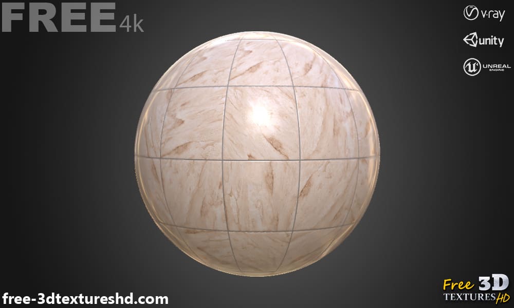 Carreaux de marbre brun en céramique, texture PBR sans couture 3D, haute résolution, téléchargement gratuit HD pour Unity, Unreal et V-Ray
