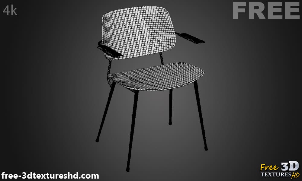 Chaise Soborg base métal Fredericia modèle 3D, téléchargement gratuit, licence CC0, avec aperçu du rendu et détails du polycount