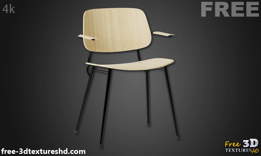 Chaise Soborg base métal Fredericia modèle 3D, téléchargement gratuit, licence CC0, avec aperçu du rendu et détails du polycount