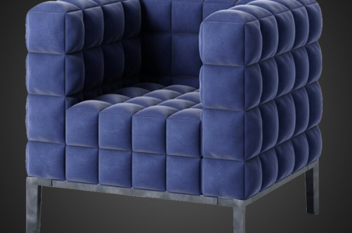 Chocolat armchair Twils 3D model, free download, with render preview and polycount