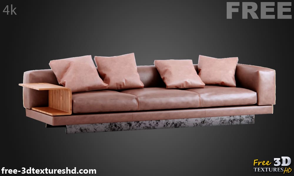 Modèle 3D du canapé Connery de Minotti, téléchargement gratuit, licence CC0, avec détails de rendu et de comptage