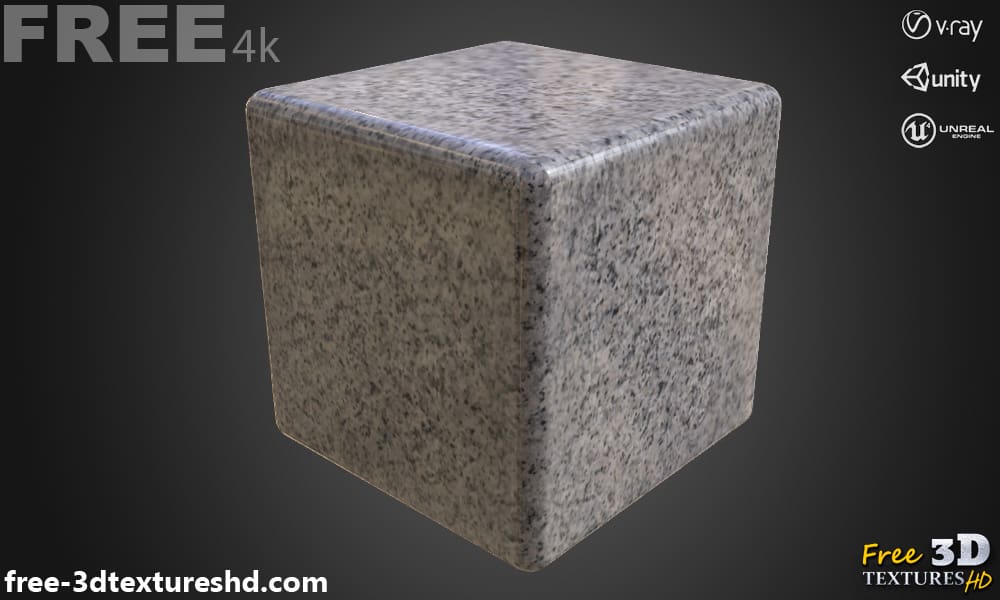 Texture PBR en marbre de granit gris 3D, haute résolution, HD 4K téléchargement gratuit pour Unity, Unreal et V-Ray