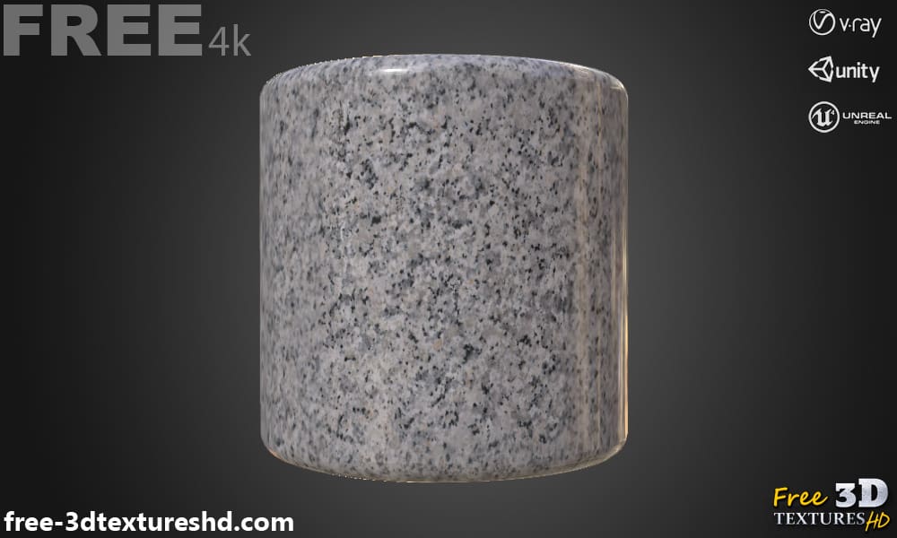 Texture PBR en marbre de granit gris 3D, haute résolution, HD 4K téléchargement gratuit pour Unity, Unreal et V-Ray
