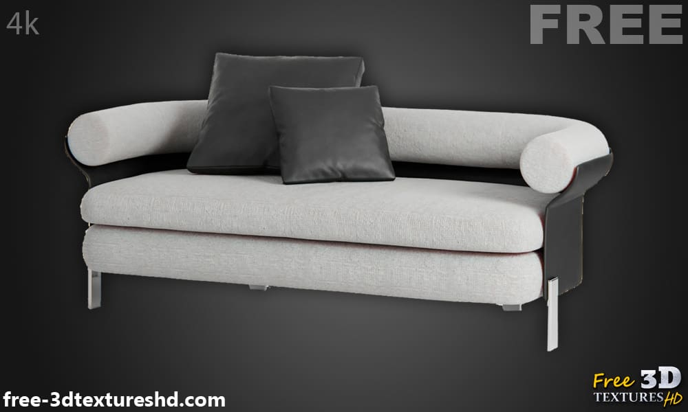 Canapé Mattia Minotti modèle 3D, téléchargement gratuit, licence CC0, avec détails de rendu et de polycount