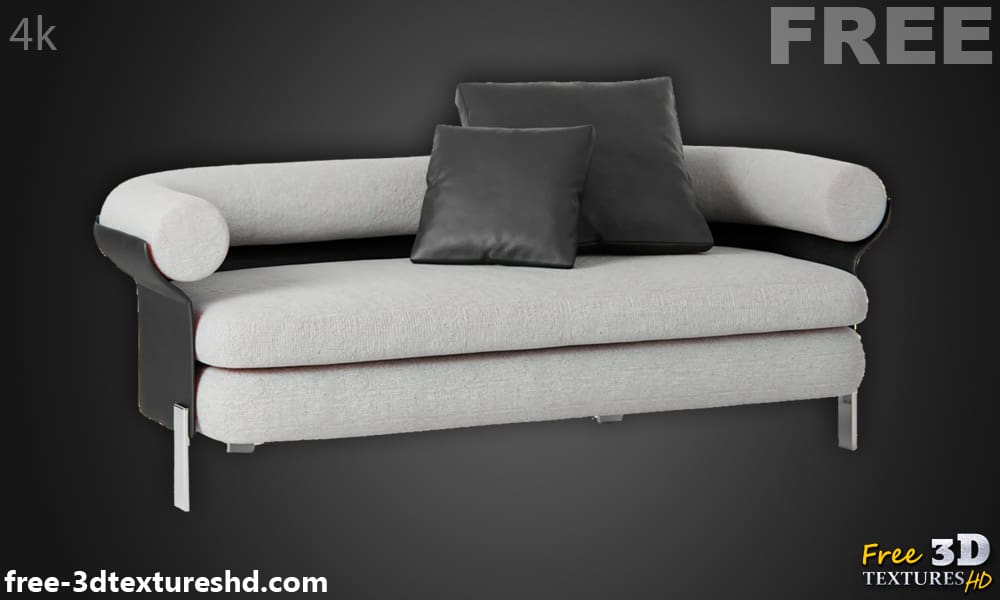 Canapé Mattia Minotti modèle 3D, téléchargement gratuit, licence CC0, avec détails de rendu et de polycount