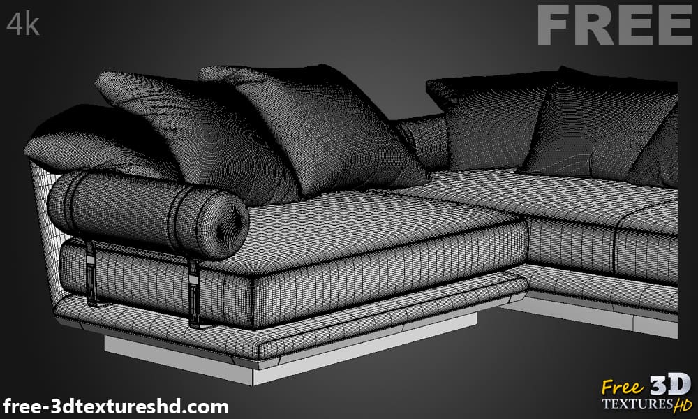 Modèle 3D de canapé Noonu Italia, téléchargement gratuit, licence CC0, avec détails de rendu et de polycount