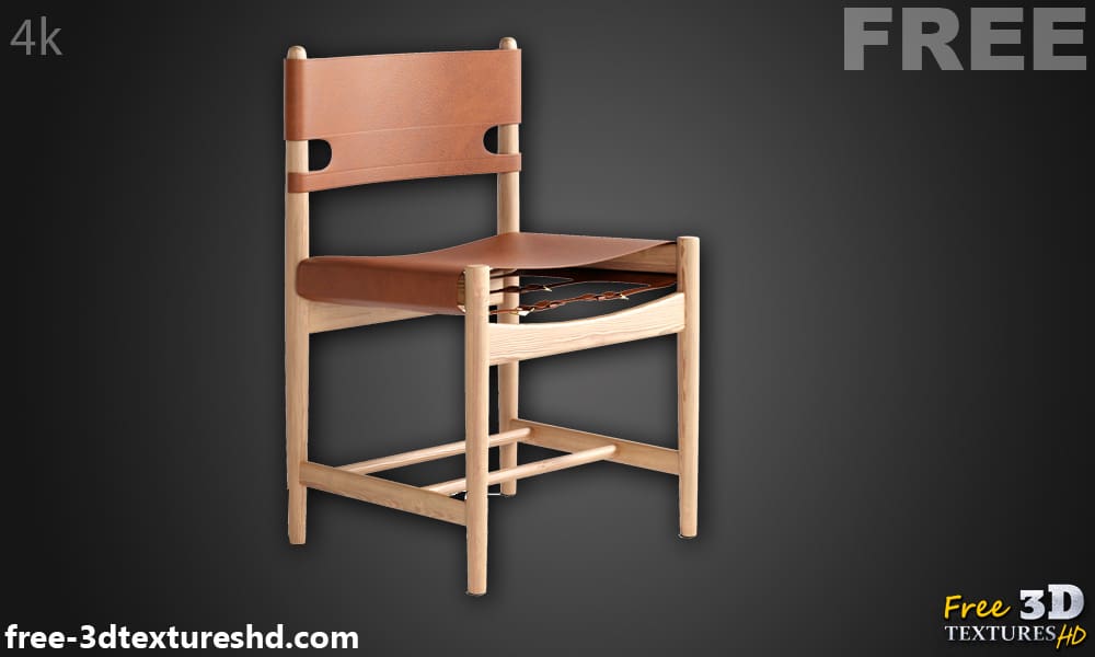 Modèle 3D de la chaise de salle à manger espagnole Fredericia, téléchargement gratuit, licence CC0,