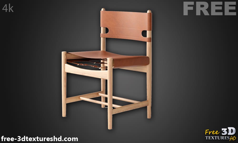 Modèle 3D de la chaise de salle à manger espagnole Fredericia, téléchargement gratuit, licence CC0,