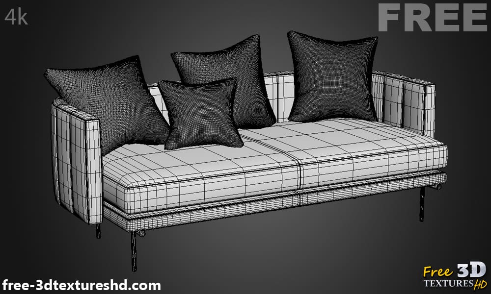 Canapé Torii Minotti modèle 3D, téléchargement gratuit, licence CC0, avec rendu et polycount