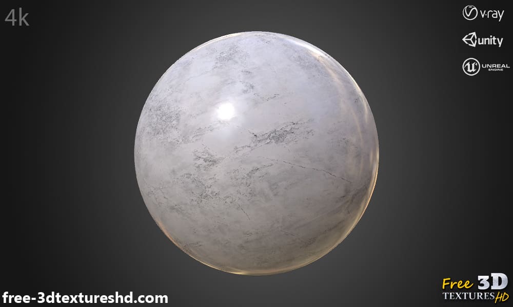 Textures PBR en marbre blanc, haute résolution, HD 4K, téléchargement gratuit pour Unity, Unreal et V-Ray