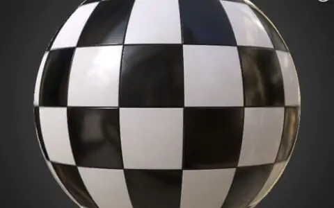 Carreaux carrés en céramique à carreaux noirs et blancs, texture PBR sans couture 3D, haute résolution, HD 4K, téléchargement gratuit pour Unity, Unreal et V-Ray