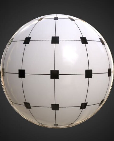 Ceramic black and white square tiles seamless PBR texture 3D, high resolution, HD 4K free download for Unity, Unreal, and V-Ray