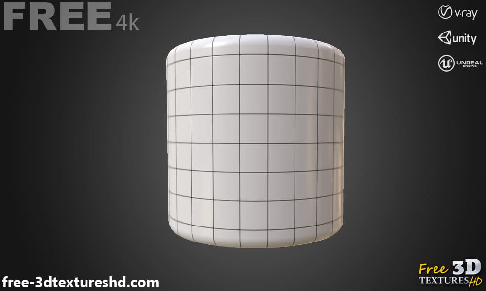Carrelage mural en céramique blanche texture PBR 3D, haute résolution, HD 4K téléchargement gratuit pour Unity, Unreal et V-Ray