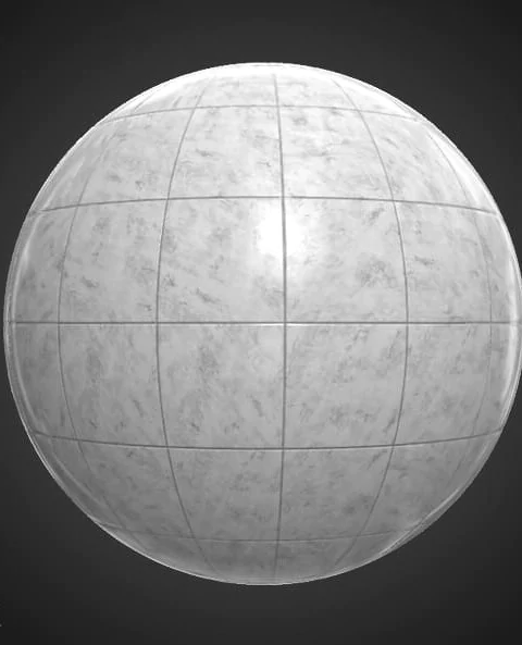 White marble ceramic tile PBR texture 3D, high resolution, HD 4K free download for Unity, Unreal, and V-Ray