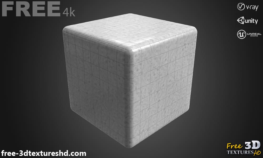 Marbre blanc PBR Texture 3D haute résolution pour Unity Unreal et Vray Téléchargement gratuit 4k