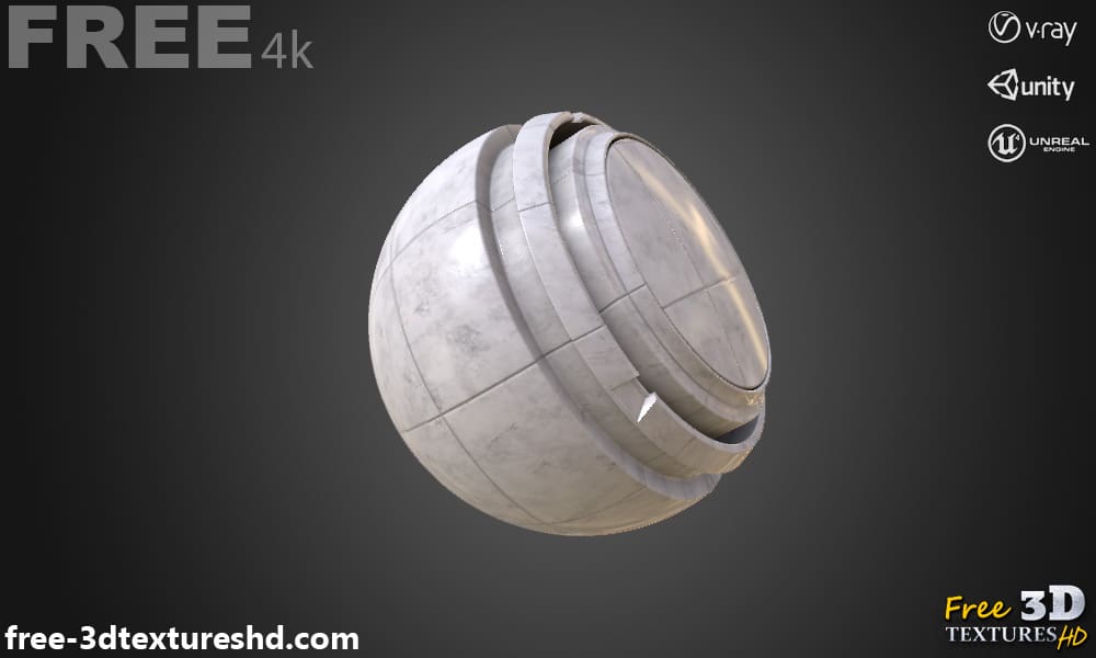 Marbre blanc PBR Texture 3D haute résolution pour Unity Unreal et Vray Téléchargement gratuit 4k