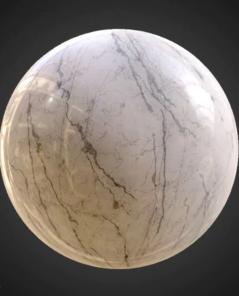 White marble 3D texture PBR material, high resolution, HD 4K free download for Unity, Unreal, and V-Ray