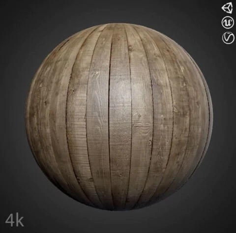 Dark brown pine wood planks 3D texture PBR material, high resolution, HD 4K free download for Unity, Unreal, and V-Ray