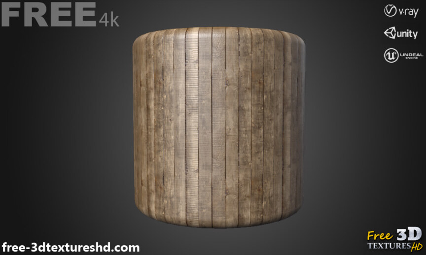 dark-brown-pine-wood-planks-3d-texture-PBR-material-background-free-download-4K-Unity-Unreal-Vray-render-cylindre