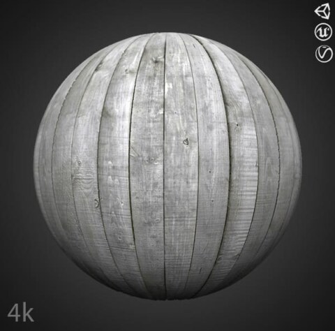 Pine wood planks grey white 3D texture PBR material, high resolution, HD 4K free download for Unity, Unreal, and V-Ray