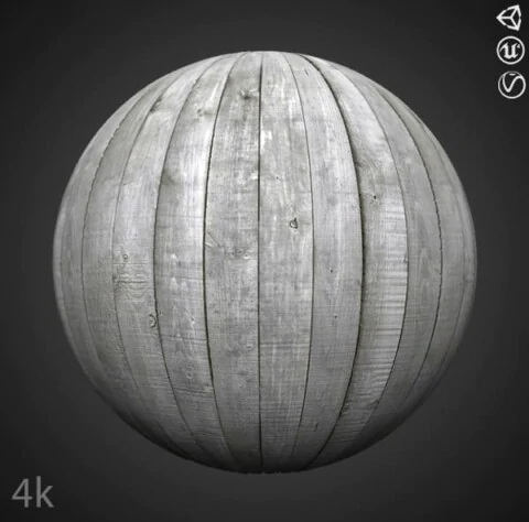 Pine wood planks grey white 3D texture PBR material, high resolution, HD 4K free download for Unity, Unreal, and V-Ray