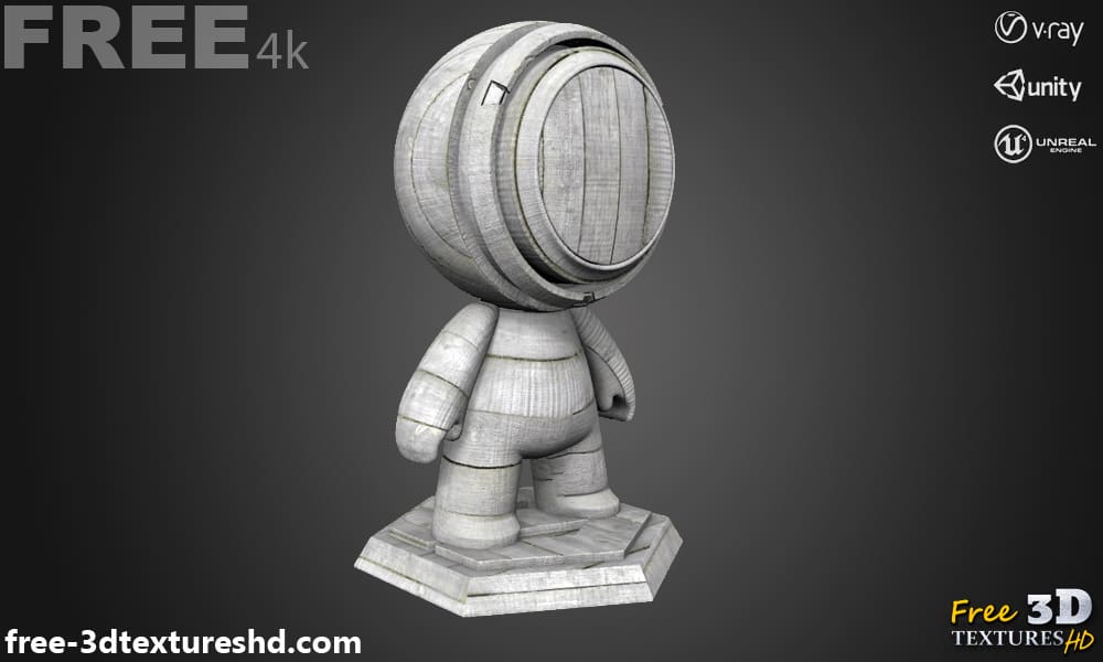 Planches de bois de pin gris blanc texture 3D matériau PBR, haute résolution, HD 4K téléchargement gratuit pour Unity, Unreal, et V-Ray