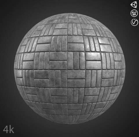 Texture 3D de chaussée en béton tressé PBR, haute résolution 4K, HD à télécharger gratuitement pour Unity, Unreal et V-Ray.