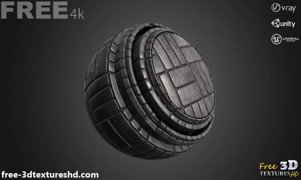 Texture 3D de chaussée en béton tressé PBR, haute résolution 4K, HD à télécharger gratuitement pour Unity, Unreal et V-Ray.
