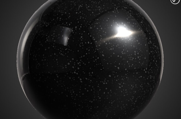 Texture 3D en marbre de granit noir PBR, haute résolution 4K, téléchargement gratuit HD pour Unity, Unreal et V-Ray