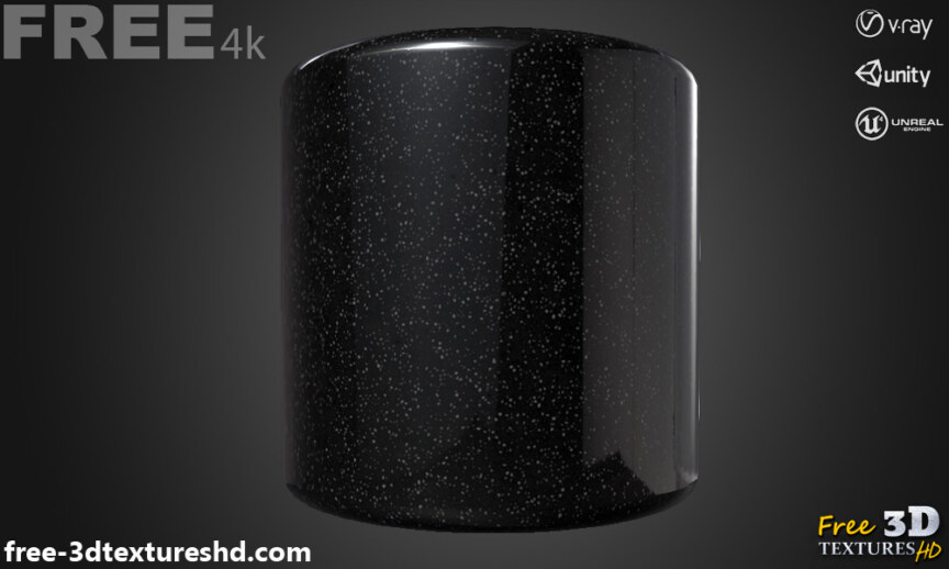 Black-granite-marble-3d-texture-PBR-material-background-free-download-4K-Unity-Unreal-Vray-render-cylindre