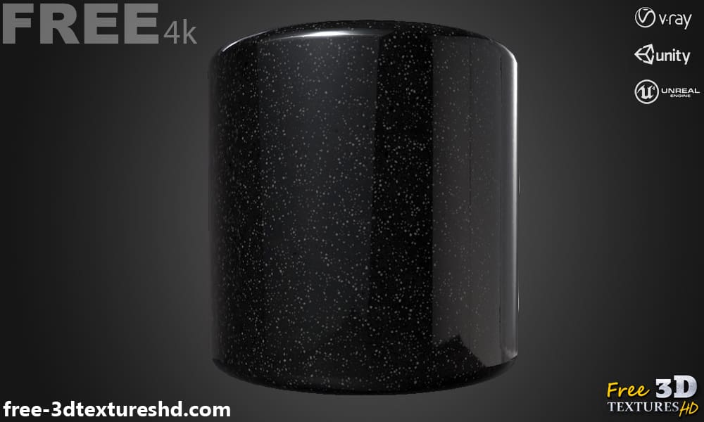Texture 3D en marbre de granit noir PBR en haute résolution Téléchargement gratuit 4K pour Unreal Unity et Vray