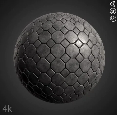 Concrete Hexagonal Pavement 3D Textures PBR High Resolution Free Download 4K Unity Unreal Vray