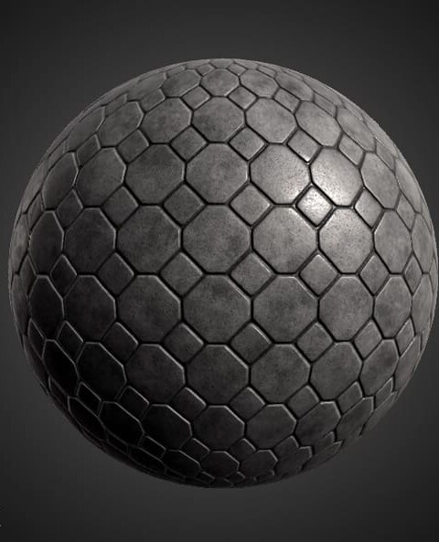Textures 3D PBR de Pavage Hexagonal en Béton Haute Résolution Téléchargement Gratuit 4K Unity Unreal Vray
