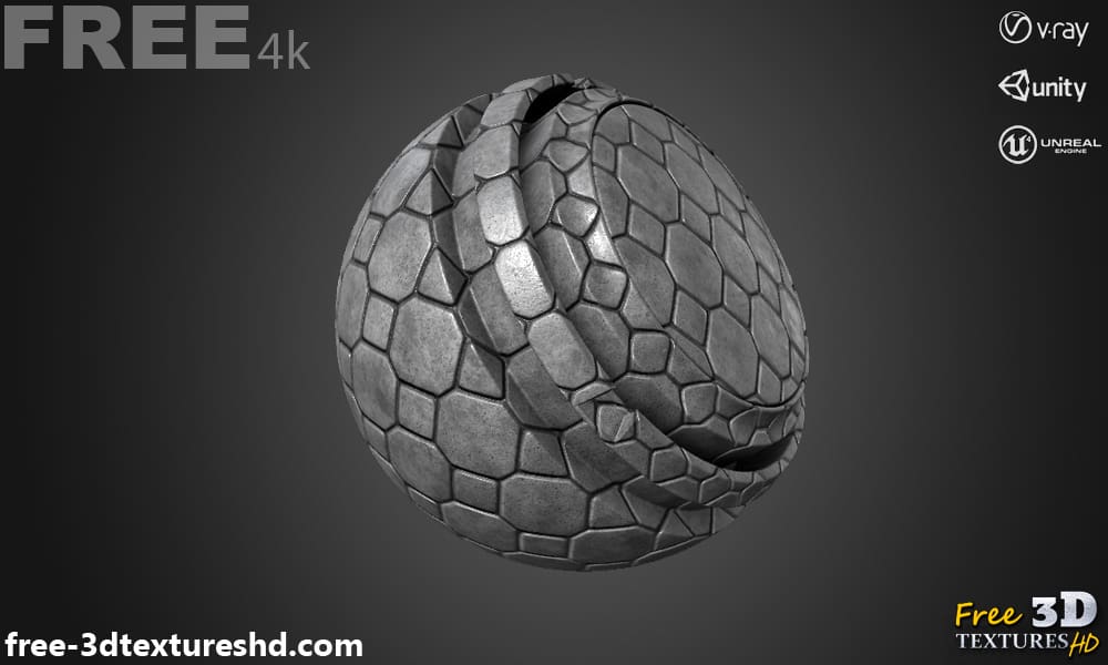 Textures 3D de chaussée hexagonale en béton 4K PBR, haute résolution, téléchargement gratuit HD pour Unity, Unreal et V-Ray