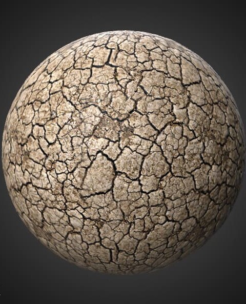 sol craquelé texture 3D sans couture PBR, haute résolution 4K , HD à télécharger gratuitement pour Unity, Unreal, et V-Ray