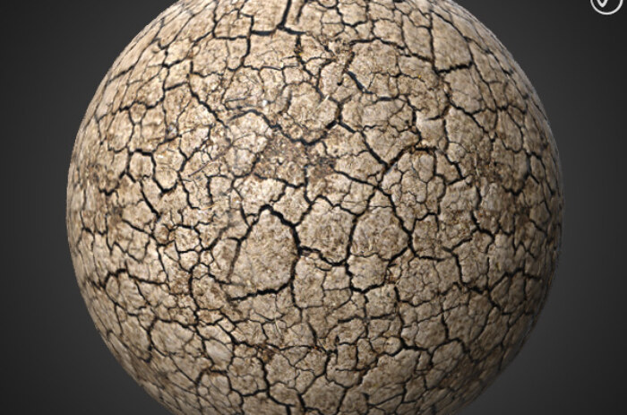 sol craquelé texture 3D sans couture PBR, haute résolution 4K , HD à télécharger gratuitement pour Unity, Unreal, et V-Ray