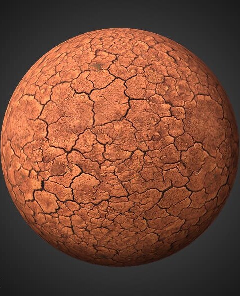 Texture 3D sans couture du sol craquelé PBR, haute résolution 4K, HD à télécharger gratuitement pour Unity, Unreal et V-Ray.