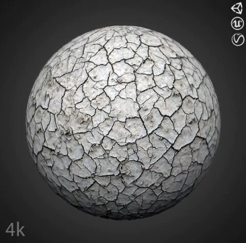 cracked white soil ground seamless 3D texture PBR, high resolution 4K , HD free download for Unity, Unreal, V-Ray, and rendering