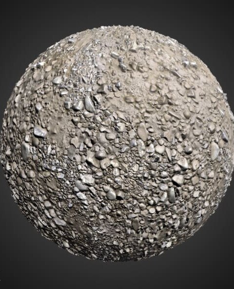 texture 3D sol gravier  PBR, haute résolution 4K, HD à télécharger gratuitement pour Unity, Unreal, et V-Ray