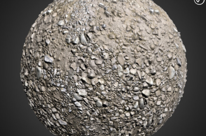 texture 3D sol gravier  PBR, haute résolution 4K, HD à télécharger gratuitement pour Unity, Unreal, et V-Ray