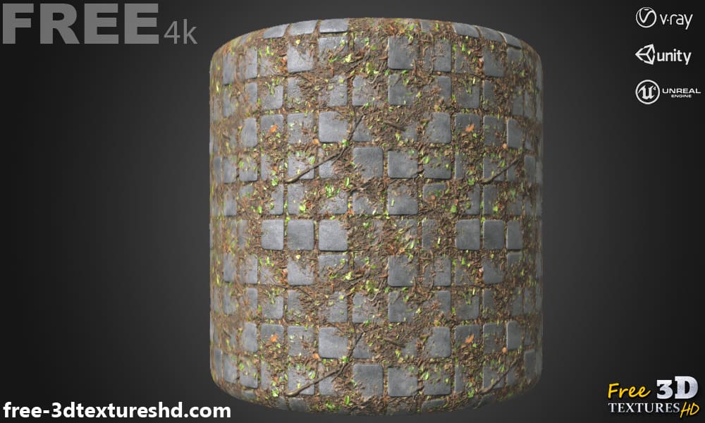Texture 3D PBR de trottoir en béton sale en haute résolution à télécharger gratuitement en 4K pour Unreal Unity et Vray