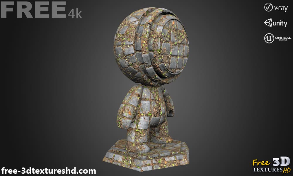 Texture 3D PBR de trottoir en béton sale en haute résolution à télécharger gratuitement en 4K pour Unreal Unity et Vray
