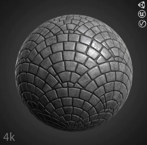 European Fan Concrete Pavement 3D Texture PBR High Resolution Free Download 4K Unity Unreal Vray