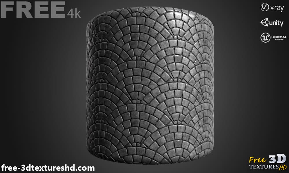 European Fan Concrete Pavement 3D Texture PBR Haute Résolution Téléchargement gratuit 4K Unity Unreal Vray