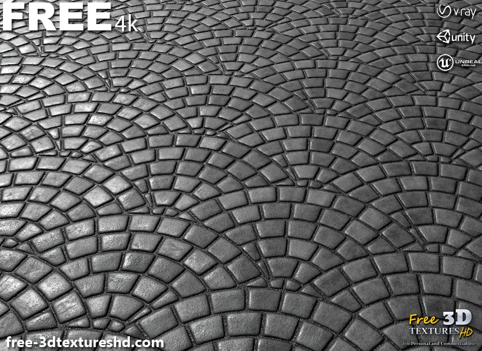 European Fan Concrete Pavement 3D Texture PBR Haute Résolution Téléchargement gratuit 4K Unity Unreal Vray