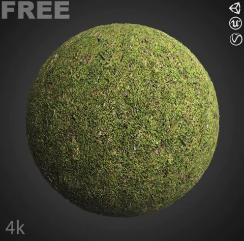 4K grass ground 3D textures PBR, high resolution, HD free download for Unity, Unreal, and V-Ray