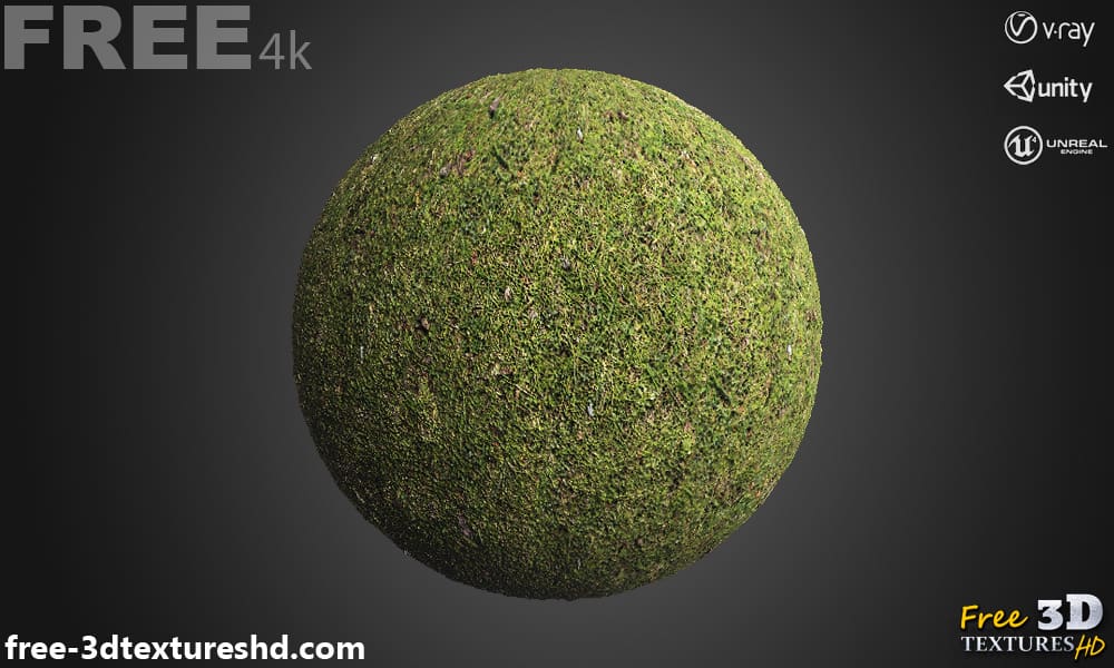 4K grass ground 3D textures PBR, haute résolution, HD à télécharger gratuitement pour Unity, Unreal, et V-Ray